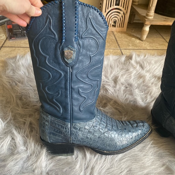 Beautiful navy blue Wild West boots retails for roughly 1300.00 asking 400 main image 5